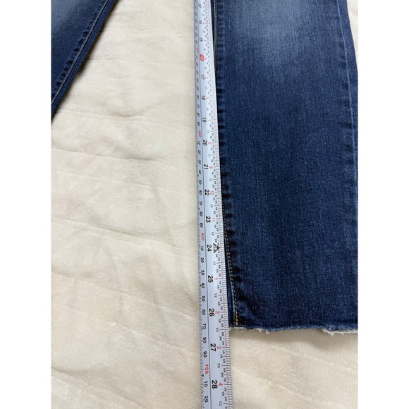 Lucky Brand Mid Rise Skinny Jeans Dark Wash Distressed Raw Hem Womens Size 4/27A - Picture 6 of 10